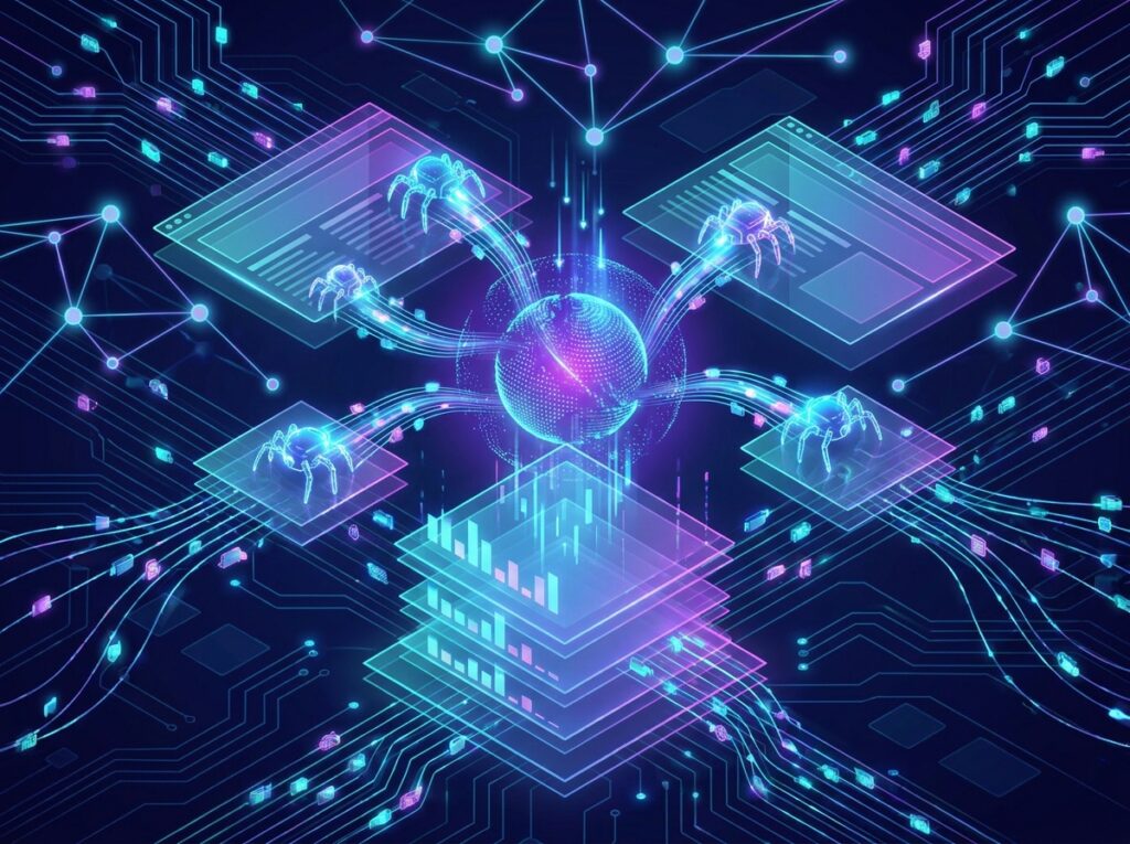 arama motorlarının çalışma mantığı crawling indexing ranking görseli